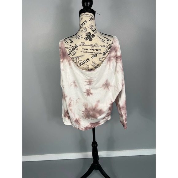 White and purple tie dye rolled raw hem long sleeve sweater - Picture 3 of 9